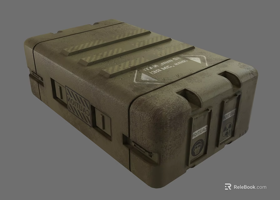 Military Green Sturdy Storage Case With Secure Latches And Emblems Design 3d model