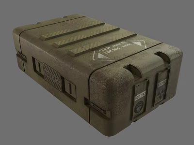 Military Green Sturdy Storage Case With Secure Latches And Emblems Design 3d model