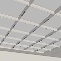 Modern Ceiling Design With Grid Structure Linear Frames And Recessed Lights