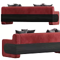 Red Multi Seater Sofa With Grey Cushions And Modern Design Elements 3d model