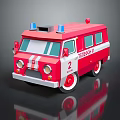 Red and White Toy Ambulance with Blue Emergency Lights and Number 2