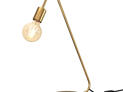 Vintage Style Golden Metal Table Lamp With Minimalist Design And Transparent Bulb 3d model
