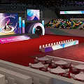 Gorgeous Themed Stage Design With Red Carpet For WDSF Asian Dancesport Festival In Spacious Stadium