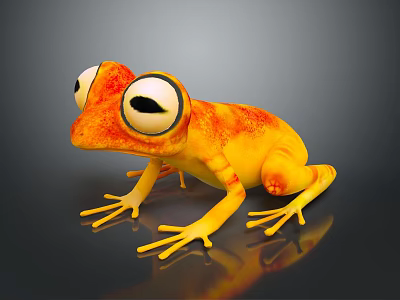 3D Cartoon Frog Character With Orange Yellow Skin And Big Shiny Eyes 3d model