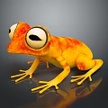3D Cartoon Frog Character With Orange Yellow Skin And Big Shiny Eyes