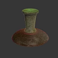 Rustic Stone Architectural Component With Circular Top And Broad Base