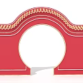 Red Traditional Event Gateway Featuring Golden Arch Decor And Classic Chinese Style