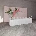 Elegant Wedding Welcome Setup With Pink Backdrop Flowers And White Table 3d model