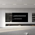 Modern TV Wall Design With White Built In Cabinets Open Shelves Green Plants And Decorations