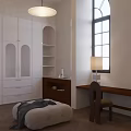 Bright Cloakroom Interior With White Cabinets Arched Shelves Dark Cabinet