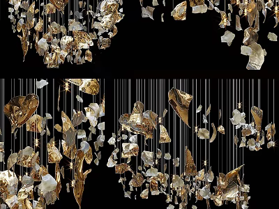 Modern Elegant Gold Silver Leaf Shaped Pendant Lights Hanging Decorative Design 3d model