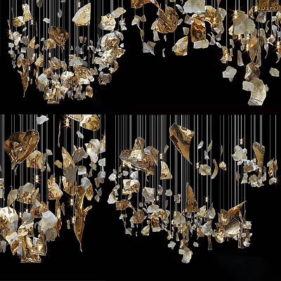 Modern Elegant Gold Silver Leaf Shaped Pendant Lights Hanging Decorative Design 3d model
