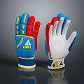 Colorful Athletic Sports Gloves With Blue Red White Design And Brand Logo
