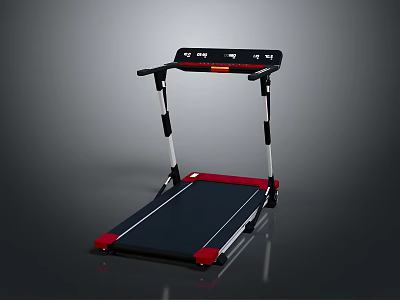 Home Fitness Treadmill With Black Control Panel Red Running Belt And White Frame 3d model
