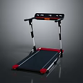 Home Fitness Treadmill With Black Control Panel Red Running Belt And White Frame