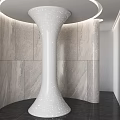 Modern White Speckled Column Design With Grey Marble Walls And Dark Floor