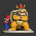 Bowser Character Action Figure With Red Horns Yellow Body Armor And Standing Pose