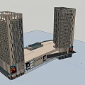 Modern Commercial Complex With Twin High Rise Towers And Connected Podium