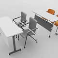 Two White Desks with Gray and Orange Chairs Simple Modern Design