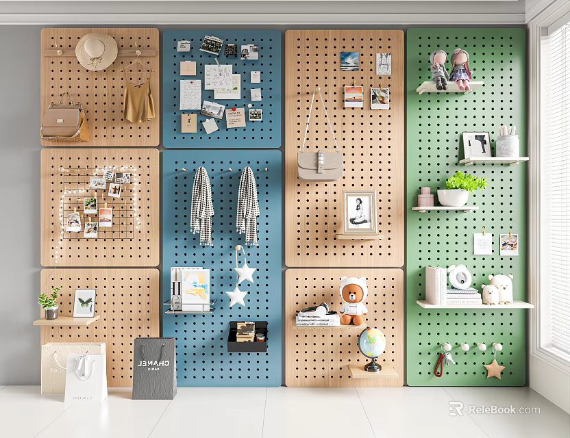Pegboard Wall Decor For Home Organization And Decoration 3d model