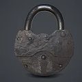 Vintage Metal Door Handle Featuring Ornate Carvings And Decorative Rivet Accents