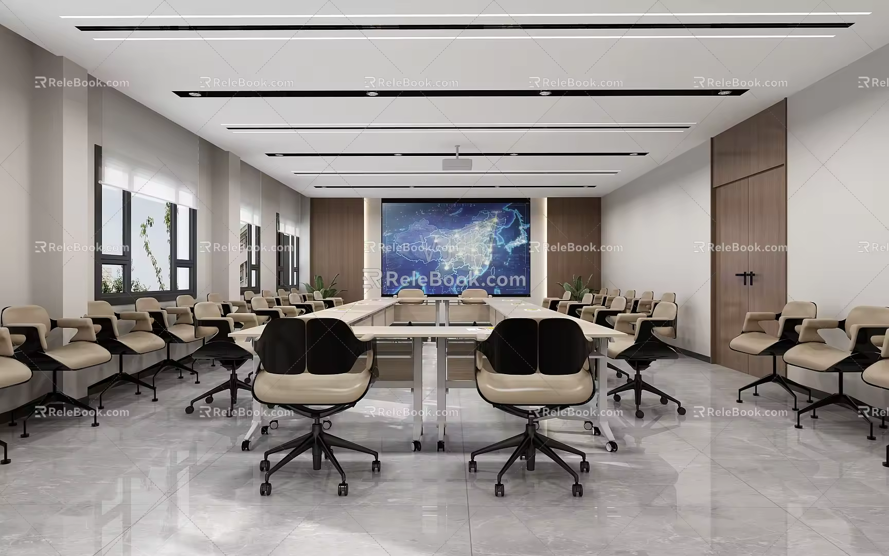 Modern Meeting Room Meeting Table and Chair 3d model