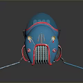 Blue Sci Fi Mechanical Character With Rounded Design And Red Accents 3d model