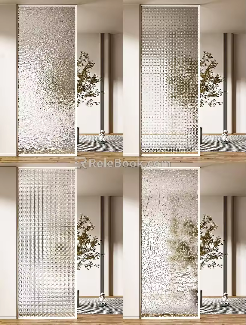 Modern partition glass screen partition 3d model