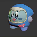 Cute Blue Cartoon Game Character With Big Eyes Pink Cheeks And Sharp Teeth