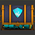 Open Treasure Chest Filled With Blue And Yellow Gemstones And Gold Accents