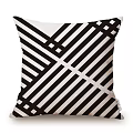 Decorative Throw Pillows with Black White Geometric and Colorful Floral Patterns