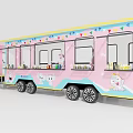 Pink Kids Play Function Train With Colorful Decorations And Multiple Carriages 3d model