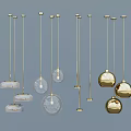Modern Gold Hanging Pendant Lights With Transparent Shades And Various Design Styles