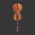 Classic Brown Wooden Violin With Shiny Body And Detailed Scroll Design