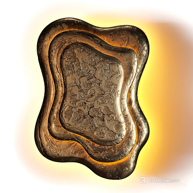 Gold Carved Metal Wall Light With Intricate Patterns And Elegant Design 3d model 