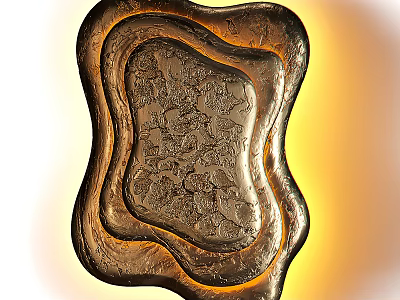 Gold Carved Metal Wall Light With Intricate Patterns And Elegant Design 3d model