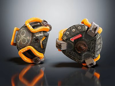 Heavy Duty Mechanical Components With Orange Straps And VONROC Logo On Black Body 3d model