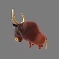 Cartoon Horned Reptile 3D Model With Brown Red Body And Light Belly