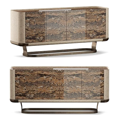 Modern Luxury Entryway Console Cabinet And Sideboard With Wooden Pattern And Metal Frame 3d model