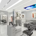 Modern Hair Beauty Salon Interior With Styling Chairs Mirrors And Decorative Lighting