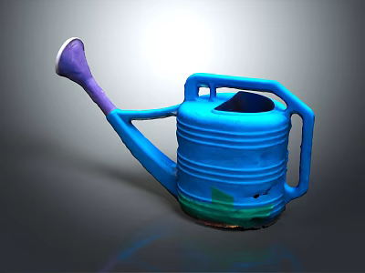 Blue Plastic Watering Can With Handle And Spout For Home Garden Use 3d model