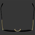 Modern Stylish Sleek Black Frame Eyeglasses With Gold Accents And Reflective Finish