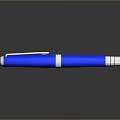Blue Fountain Pen With Silver Cap And Reflective Metallic Finish Design
