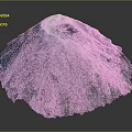 3D Mountainous Terrain Model With Textured Surface And Blue Purple Color Gradients