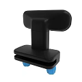 Black Portable Device With Dual Round Components And Blue Wheels For Mobility 3d model