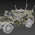 Military Armored Off Road Vehicle With Camouflage Paint Large Tires And Antennas