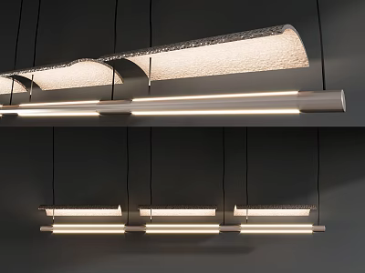 Modern Linear Pendant Lights With Sleek Metal Frame And Frosted Glass Shade Design 3d model