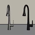 Two Modern Black And Silver Faucets With Sleek Curved Spout And Single Handle