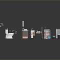 Modern Bathroom Combination with Toilet Sink Cabinets and Colorful Accessories