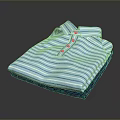 Blue And White Striped Cotton Casual Shirt Folded Neatly On Dark Surface